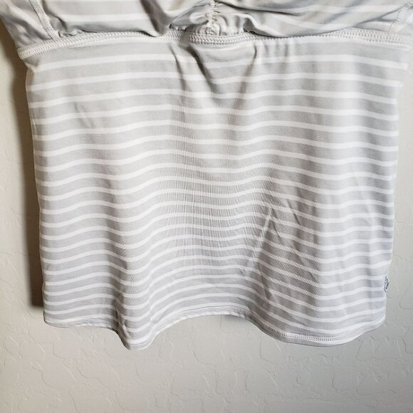 PrAna Striped Filament Tank Top Yoga Criss Cross Back Grey/White Sz Womens Small - Picture 7 of 12